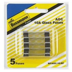 AGC Series 10 Amp Silver Fast-Act Electronic Fuses (5-Pack) by Cooper Bussmann