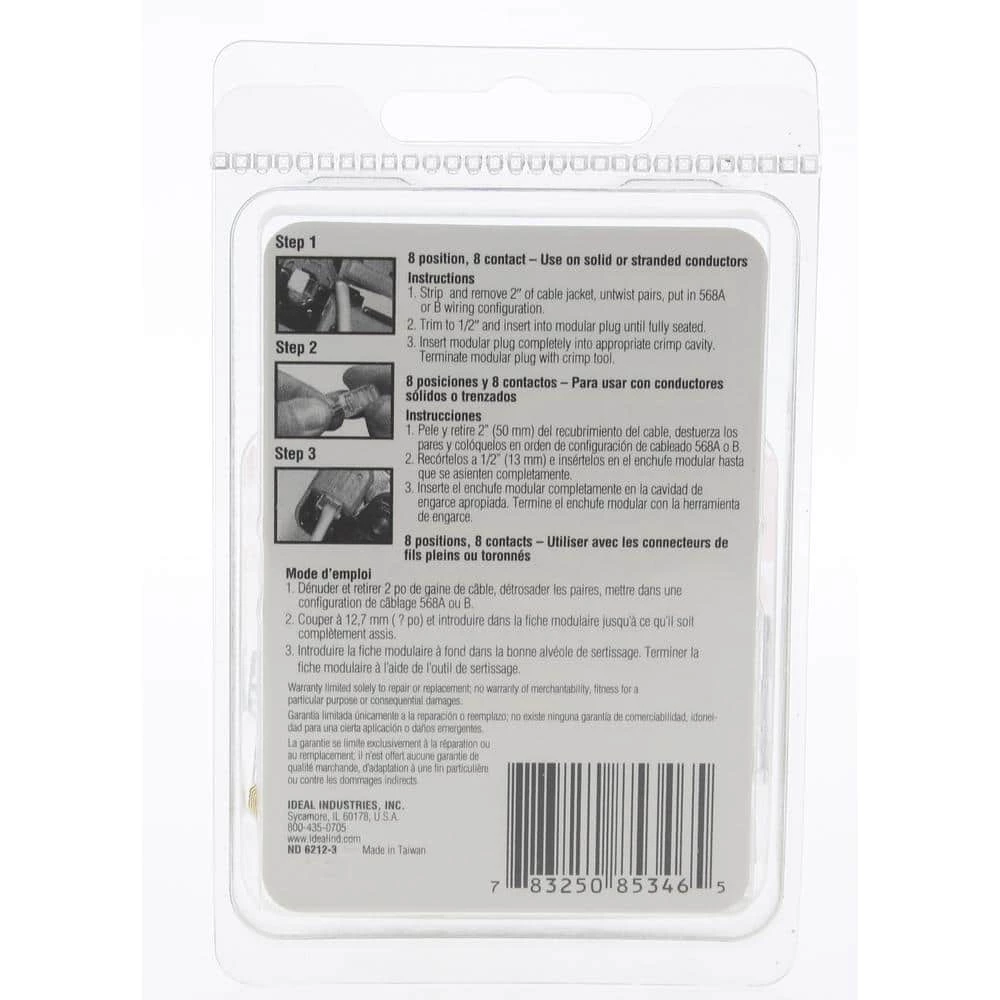 RJ-45 8-Position 8-Contact Category 5e Modular Plugs (25 per Card) by IDEAL 6 RJ-45 8-Position 8-Contact Category 5e Modular Plugs (25 per Card) by IDEAL - Image 6