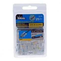 Cat6 Feed-Thru RJ45 Modular Plug (25-Pack) by IDEAL -Cooper Bussmann sale ideal cable connectors 85 375 fa 1000