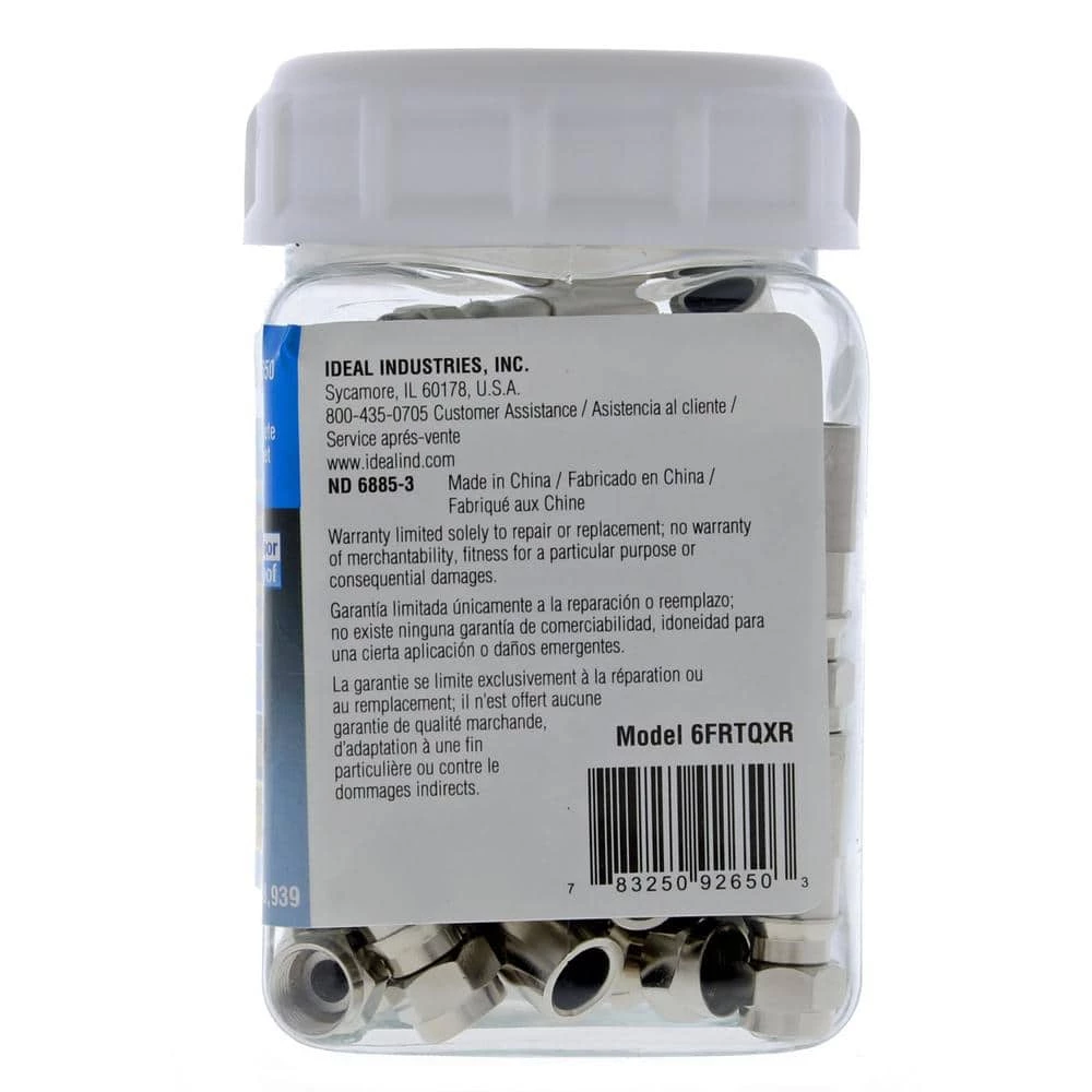 RG6/RG6 Quad Universal Coaxial Compression F-Connector (Pack of 50) by IDEAL 3 RG6/RG6 Quad Universal Coaxial Compression F-Connector (Pack of 50) by IDEAL - Image 3