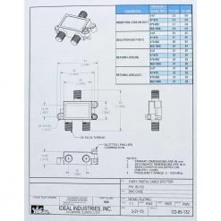 5 MHz - 1 GHz 2-Way High-Performance Cable Splitter (Standard Package, 4 Splitters) by IDEAL -Cooper Bussmann sale ideal cable splitters signal amplifiers 85 132 44 1000