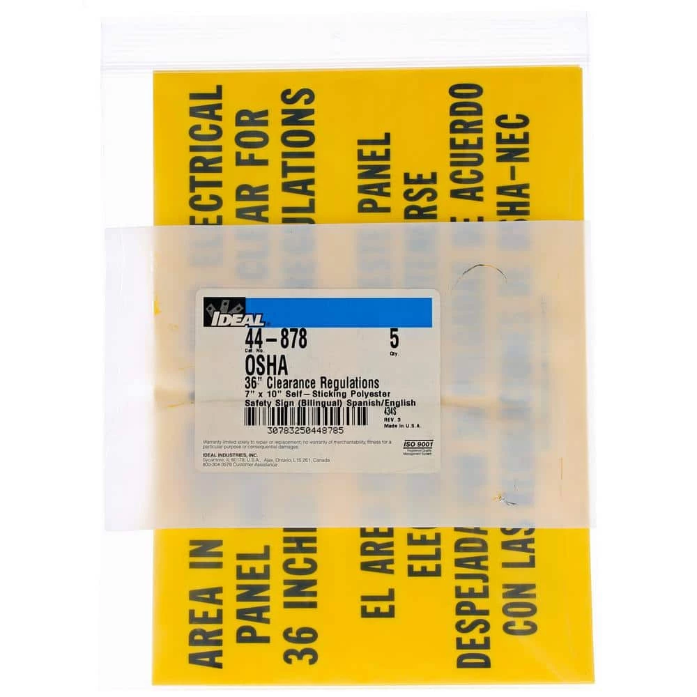 Safety Sign, Bilingual, OSHA Regulation, Adhesive (5-Pack) by IDEAL 3 Safety Sign, Bilingual, OSHA Regulation, Adhesive (5-Pack) by IDEAL - Image 3