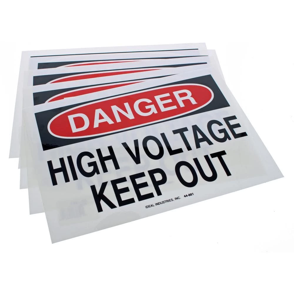 Safety Sign, "Danger High Voltage Keep Out", Adhesive - (5-Pack) by IDEAL 2 Safety Sign, "Danger High Voltage Keep Out", Adhesive - (5-Pack) by IDEAL - Image 2