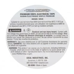 Wire Armour 3/4 in. x 66 ft. Premium Vinyl Tape, Brown (10-Pack) by IDEAL 14 Wire Armour 3/4 in. x 66 ft. Premium Vinyl Tape, Brown (10-Pack) by IDEAL -Cooper Bussmann sale ideal electrical tapes 46 35 brn 10pk 1d 1000