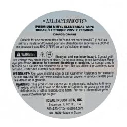 Wire Armour 3/4 in. x 66 ft. Premium Vinyl Tape, Orange (10-Pack) by IDEAL -Cooper Bussmann sale ideal electrical tapes 46 35 orn 10pk 1f 1000