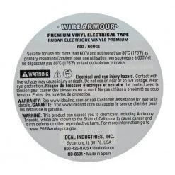 Wire Armour 3/4 in. x 66 ft. Premium Vinyl Tape, Red (10-Pack) by IDEAL -Cooper Bussmann sale ideal electrical tapes 46 35 red 10pk 1f 1000