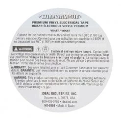 Wire Armour 3/4 in. x 66 ft. Premium Vinyl Tape, Violet (10-Pack) by IDEAL -Cooper Bussmann sale ideal electrical tapes 46 35 vio 10pk 1d 1000