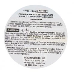 Wire Armour 3/4 in. x 66 ft. Premium Vinyl Tape, Yellow (10-Pack) by IDEAL -Cooper Bussmann sale ideal electrical tapes 46 35 ylw 10pk 76 1000