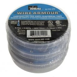 Wire Armour 3/4 in. x 66 ft. x 0.007 in. Contractor Pro Vinyl Tape, Black (3-Pack) by IDEAL