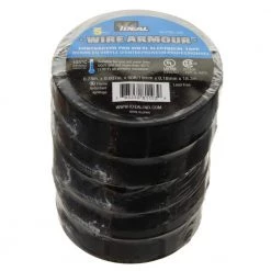 Wire Armour 3/4 in. x 60 ft. x 0.007 in. Contractor Pro Vinyl Tape, Black (5-Pack) by IDEAL