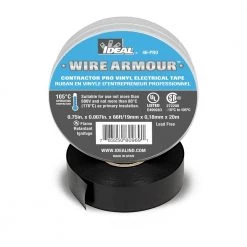 Wire Armour 3/4 in. x 66 ft. x 0.007 in. Contractor Pro Vinyl Tape, Black by IDEAL
