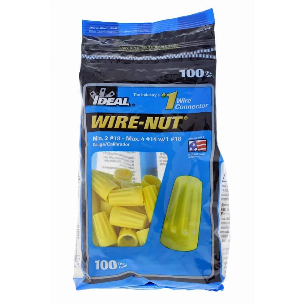 74B Yellow WIRE-NUT Wire Connectors (100 per Bag, Standard Package is 3 Bags) by IDEAL 5 74B Yellow WIRE-NUT Wire Connectors (100 per Bag, Standard Package is 3 Bags) by IDEAL - Image 5