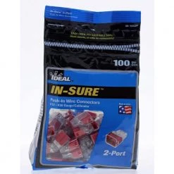 In-Sure Push-In Wire Connector, 2-Port - Red (100 Per Bag, Standard Package is 3 Bags) by IDEAL -Cooper Bussmann sale ideal wire connectors wire terminals 30 1032p c3 1000