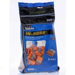 In-Sure Push-In Wire Connector, 3-Port - Orange (100 Per Bag, Standard Package is 3 Bags) by IDEAL -Cooper Bussmann sale ideal wire connectors wire terminals 30 1033p c3 1000 1