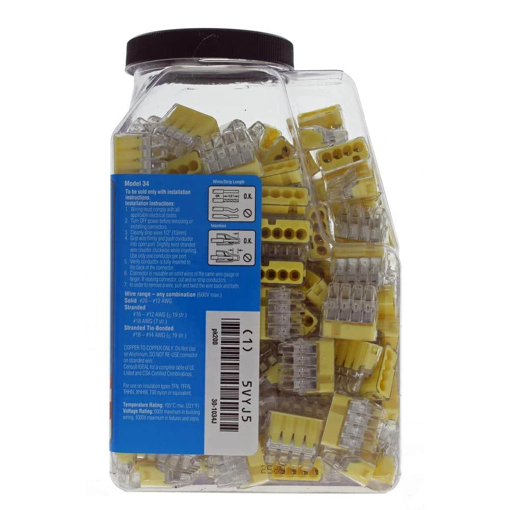 In-Sure 4-Port Yellow Wire Connectors (200-Jar) by IDEAL 7 In-Sure 4-Port Yellow Wire Connectors (200-Jar) by IDEAL - Image 7