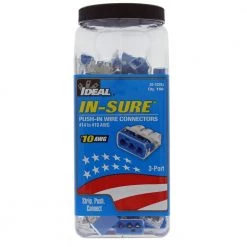 In-Sure Push-In Wire Connector, 10 AWG, 3-Port, 150 (Jar) by IDEAL -Cooper Bussmann sale ideal wire connectors wire terminals 30 1039j 76 1000