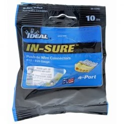 In-Sure Push-In Wire Connector 4-Port Yellow (10 per Bag, Standard Package is 6 Bags) by IDEAL -Cooper Bussmann sale ideal wire connectors wire terminals 30 1334s 4f 1000 1