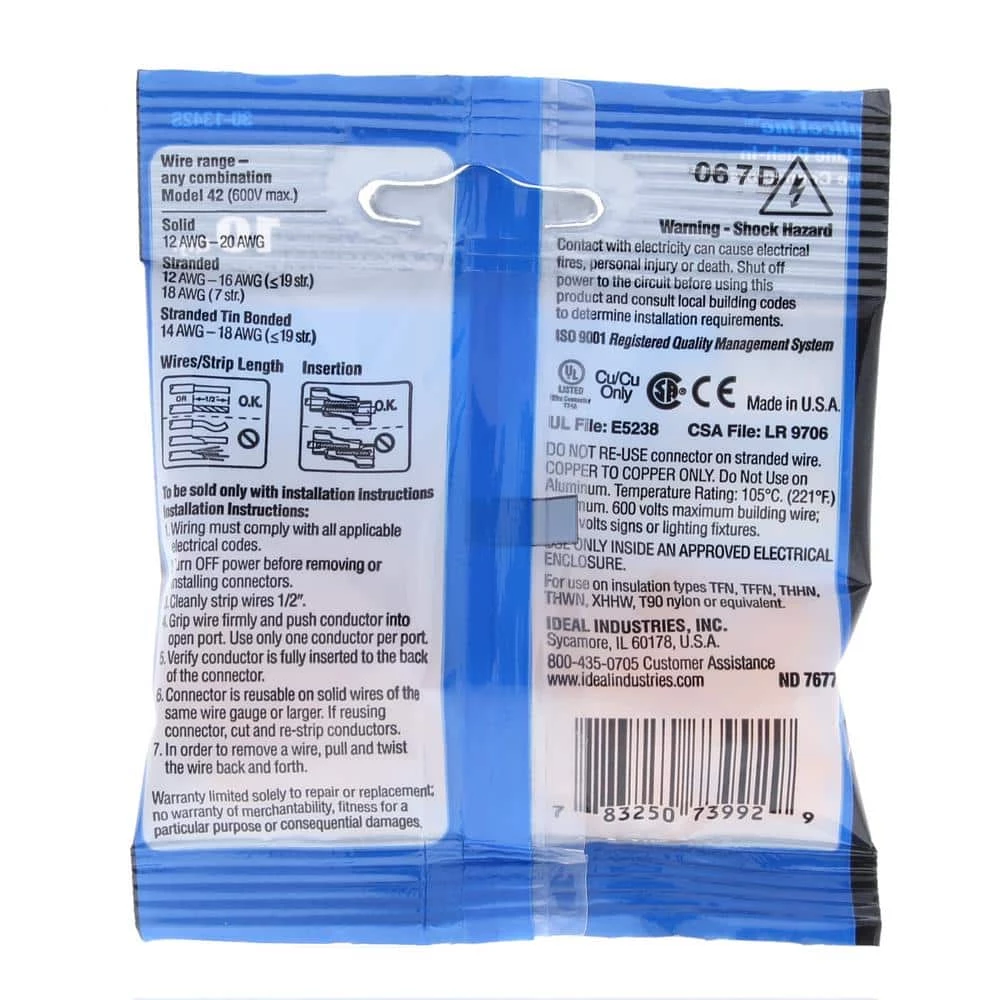 SpliceLine Wire Connector Model 42 Orange (10 per Bag, Standard Package is 6 Bags) by IDEAL 2 SpliceLine Wire Connector Model 42 Orange (10 per Bag, Standard Package is 6 Bags) by IDEAL - Image 2