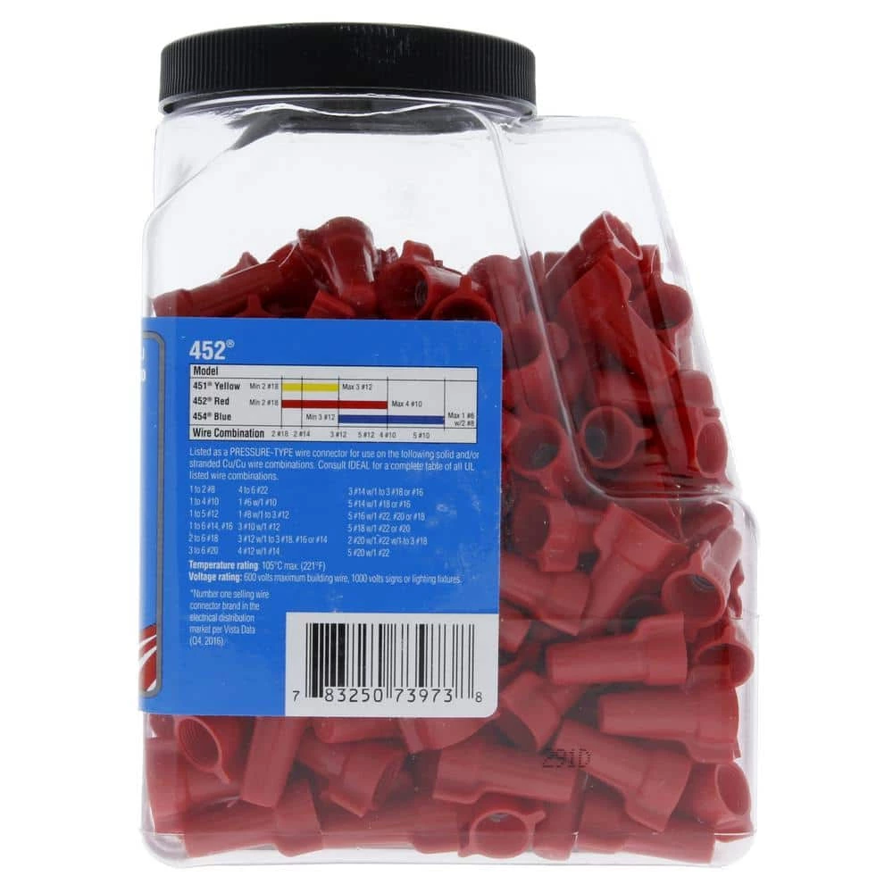 452 Red WING-NUT Wire Connectors (250 per Jar) by IDEAL 3 452 Red WING-NUT Wire Connectors (250 per Jar) by IDEAL - Image 3