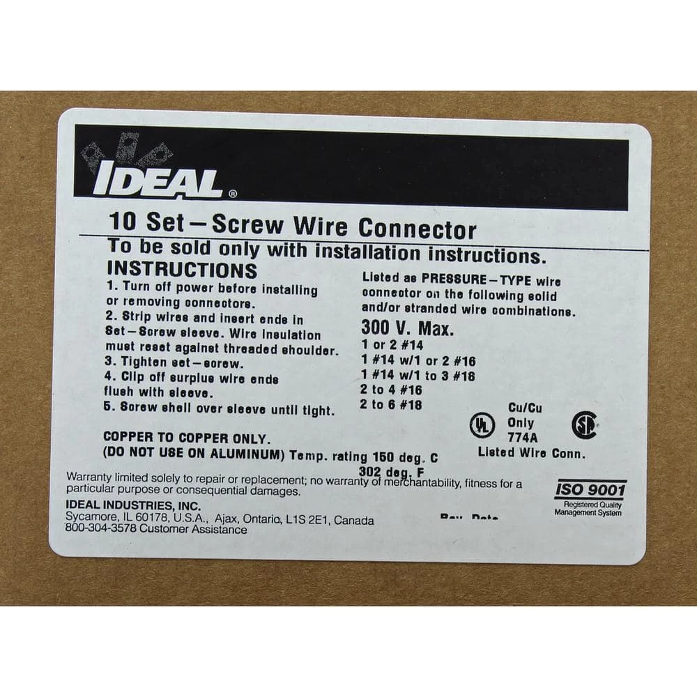 10 Set-Screw Wire Connector (100 per Box) by IDEAL 2 10 Set-Screw Wire Connector (100 per Box) by IDEAL - Image 2
