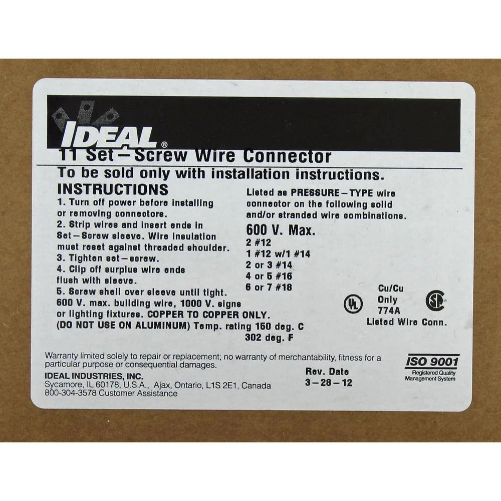 Model 11 Set-Screw Wire Connector (100 per Box) by IDEAL 2 Model 11 Set-Screw Wire Connector (100 per Box) by IDEAL - Image 2