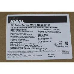 Set-Screw Wire Connector for Model 22 (100 per Box) by IDEAL -Cooper Bussmann sale ideal wire connectors wire terminals 30 222 66 1000