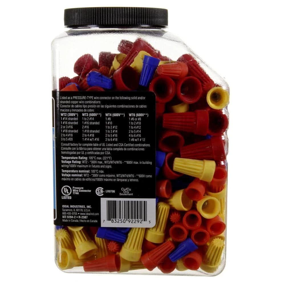 WireTwist Blue, Orange, Yellow, Red Assorted Colors Wire Connectors (300-Count Jar) by IDEAL 3 WireTwist Blue, Orange, Yellow, Red Assorted Colors Wire Connectors (300-Count Jar) by IDEAL - Image 3