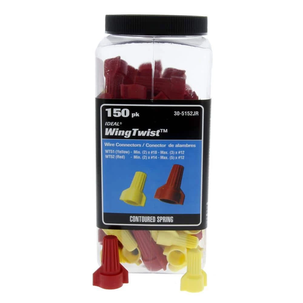 Wing-Twist Wire Connectors WT51 Yellow and WT52 Red (Standard Package, 4 Jars of 150) by IDEAL 4 Wing-Twist Wire Connectors WT51 Yellow and WT52 Red (Standard Package, 4 Jars of 150) by IDEAL - Image 4