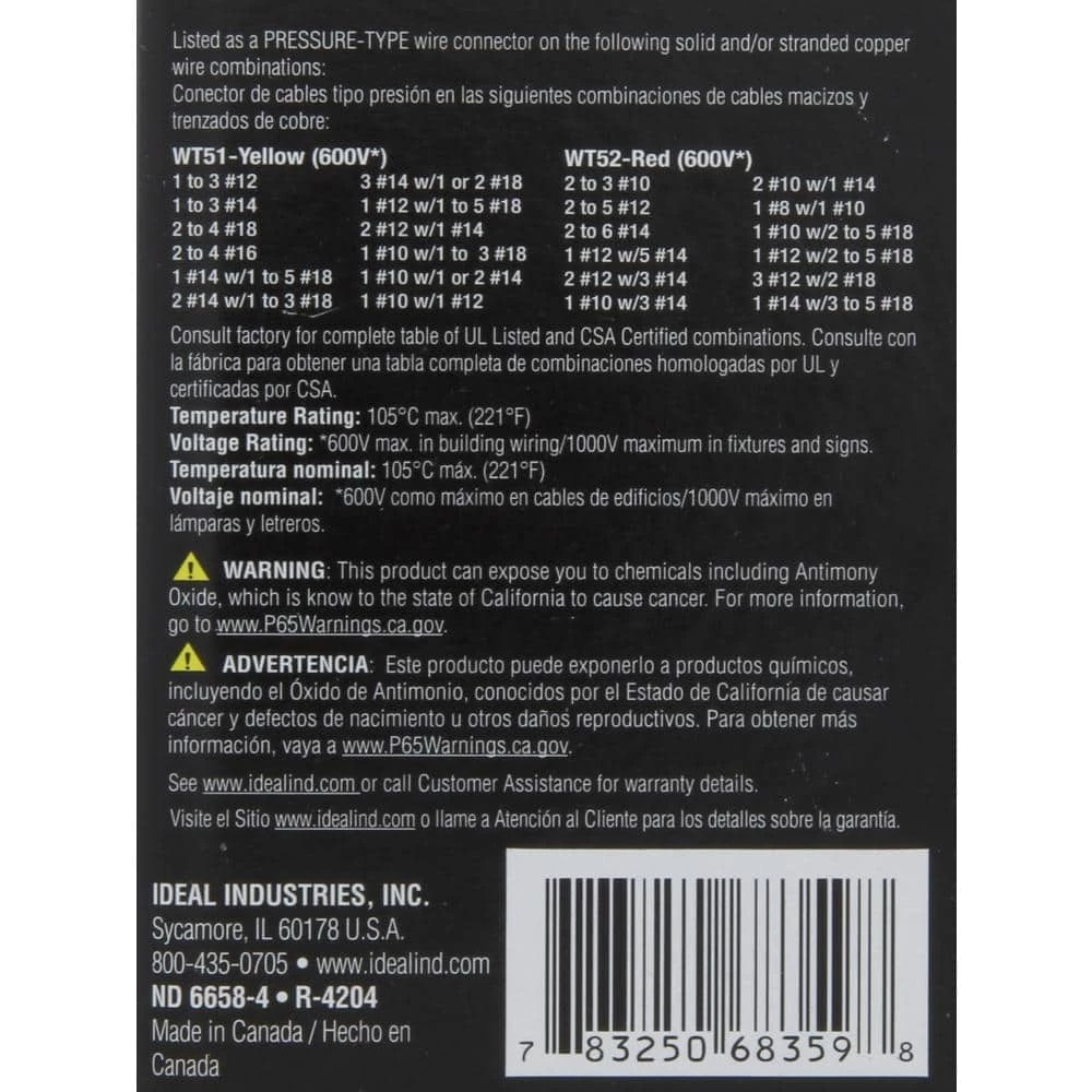 Wing-Twist Wire Connectors WT51 Yellow and WT52 Red (Standard Package, 4 Jars of 150) by IDEAL 2 Wing-Twist Wire Connectors WT51 Yellow and WT52 Red (Standard Package, 4 Jars of 150) by IDEAL - Image 2