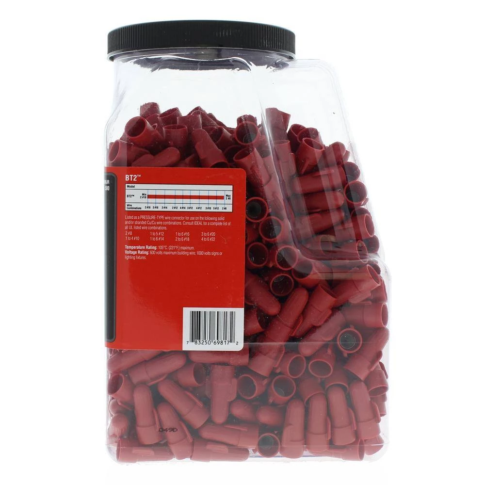 B-Twist Wire Connector, BT2, Red, 500 (Jar) by IDEAL 3 B-Twist Wire Connector, BT2, Red, 500 (Jar) by IDEAL - Image 3
