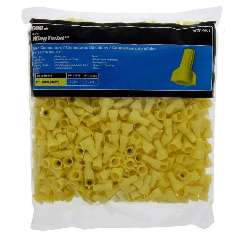 WingTwist Yellow Wire Connectors (500-Count Bag) by IDEAL 4 WingTwist Yellow Wire Connectors (500-Count Bag) by IDEAL - Image 4