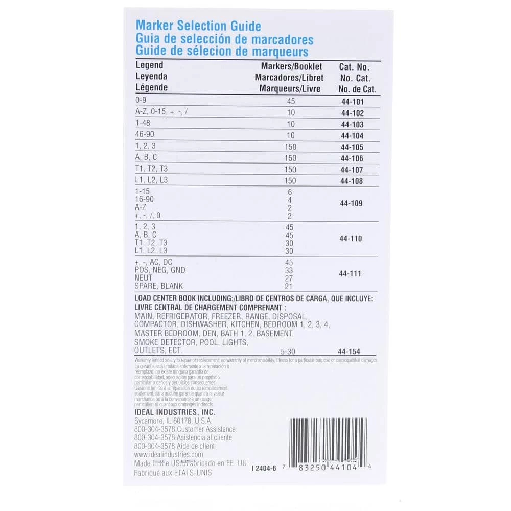 Wire Marker Booklet, Legend 46-90, (Standard Package 2 Booklets, 10 Cards Each) by IDEAL 2 Wire Marker Booklet, Legend 46-90, (Standard Package 2 Booklets, 10 Cards Each) by IDEAL - Image 2