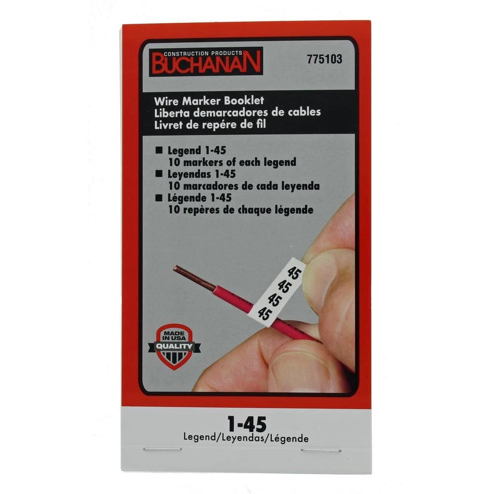 Buchanan Wire Marker Booklet 1-45 (10 Markers per Booklet, Standard Package 2 Booklets) by IDEAL 1 Buchanan Wire Marker Booklet 1-45 (10 Markers per Booklet, Standard Package 2 Booklets) by IDEAL