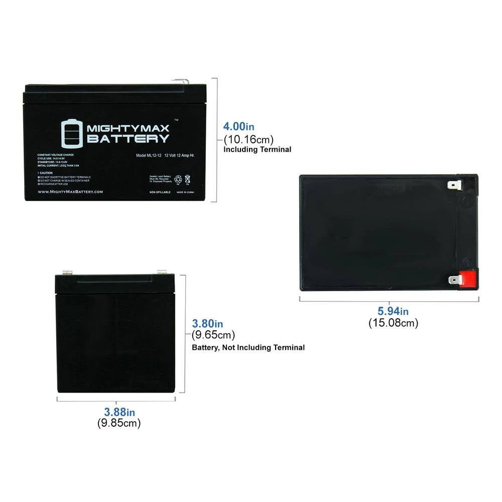 12V 12AH Replacement Battery for Werker WKA6-12F2, WKA12-12F2 by MIGHTY MAX BATTERY 2 12V 12AH Replacement Battery for Werker WKA6-12F2, WKA12-12F2 by MIGHTY MAX BATTERY - Image 2