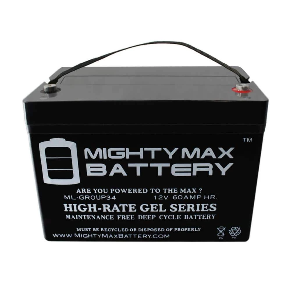 12-Volt 60 Ah GROUP 34 Gel Type Rechargeable Sealed Lead Acid (SLA) Battery by MIGHTY MAX BATTERY 3 12-Volt 60 Ah GROUP 34 Gel Type Rechargeable Sealed Lead Acid (SLA) Battery by MIGHTY MAX BATTERY - Image 3