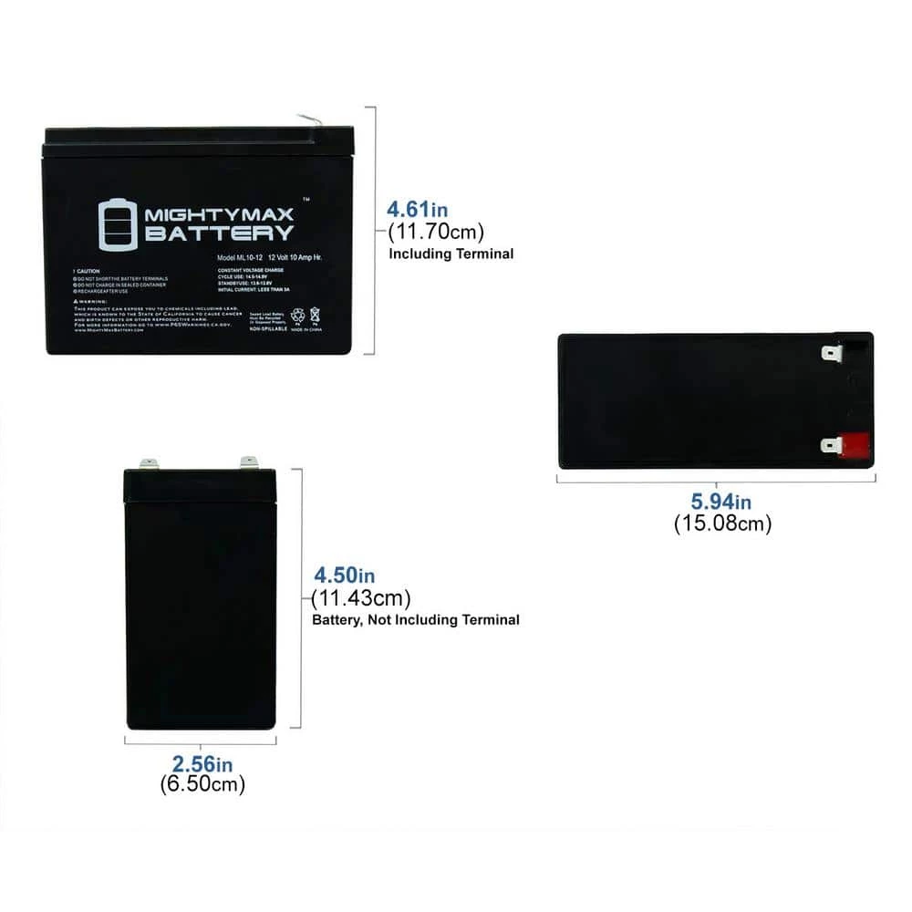 12V 10AH SLA Replacement Battery for 13447,134471 by MIGHTY MAX BATTERY 2 12V 10AH SLA Replacement Battery for 13447,134471 by MIGHTY MAX BATTERY - Image 2