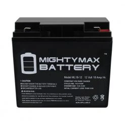 12-Volt 18 Ah F2 Terminal Rechargeable Sealed Lead Acid (SLA) Battery by MIGHTY MAX BATTERY -Cooper Bussmann sale mighty max battery 12v batteries ml18 12f2 44 1000