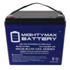 12-Volt 55 Ah Rechargeable GEL Sealed Lead Acid (SLA) Battery by MIGHTY MAX BATTERY 9 12-Volt 55 Ah Rechargeable GEL Sealed Lead Acid (SLA) Battery by MIGHTY MAX BATTERY -Cooper Bussmann sale mighty max battery 12v batteries ml55 12gel 44 1000