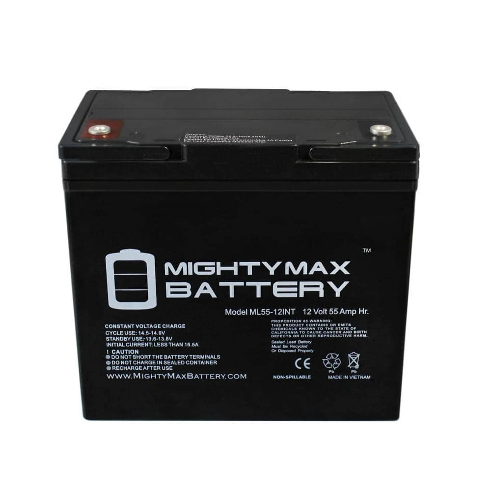 12-Volt 55 Ah Rechargeable Sealed Lead Acid (SLA) Internal Thread Battery by MIGHTY MAX BATTERY 5 12-Volt 55 Ah Rechargeable Sealed Lead Acid (SLA) Internal Thread Battery by MIGHTY MAX BATTERY - Image 5