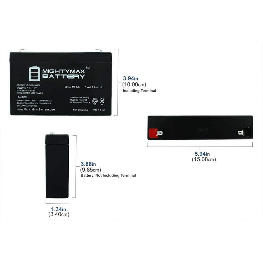 6V 7Ah SLA Replacement Battery for Enduring 3FM7 by MIGHTY MAX BATTERY 2 6V 7Ah SLA Replacement Battery for Enduring 3FM7 by MIGHTY MAX BATTERY - Image 2