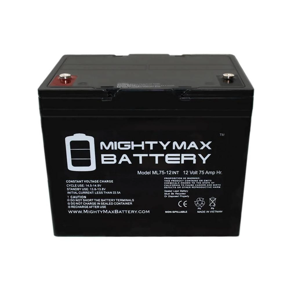 12-Volt 75 Ah Rechargeable Sealed Lead Acid (SLA) Internal Thread Battery by MIGHTY MAX BATTERY 5 12-Volt 75 Ah Rechargeable Sealed Lead Acid (SLA) Internal Thread Battery by MIGHTY MAX BATTERY - Image 5