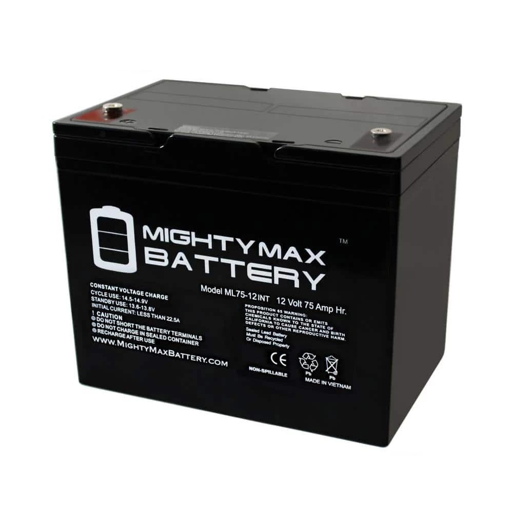 12-Volt 75 Ah Rechargeable Sealed Lead Acid (SLA) Internal Thread Battery by MIGHTY MAX BATTERY 1 12-Volt 75 Ah Rechargeable Sealed Lead Acid (SLA) Internal Thread Battery by MIGHTY MAX BATTERY