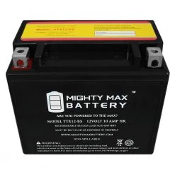 12-Volt 10 Ah 180 CCA Rechargeable Sealed Lead Acid (SLA) Powersport Battery by MIGHTY MAX BATTERY 11 12-Volt 10 Ah 180 CCA Rechargeable Sealed Lead Acid (SLA) Powersport Battery by MIGHTY MAX BATTERY -Cooper Bussmann sale mighty max battery 12v batteries ytx12 bs fa 1000