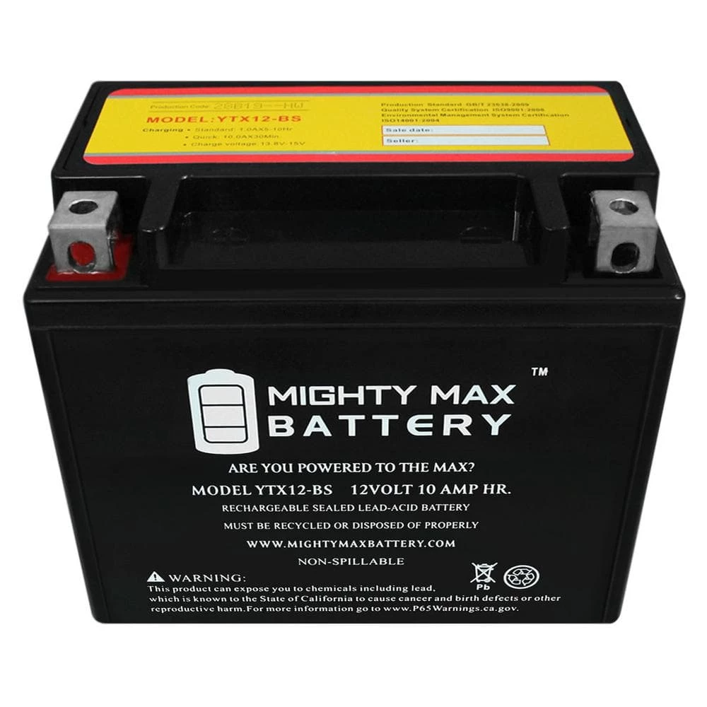 12-Volt 10 Ah 180 CCA Rechargeable Sealed Lead Acid (SLA) Powersport Battery by MIGHTY MAX BATTERY 6 12-Volt 10 Ah 180 CCA Rechargeable Sealed Lead Acid (SLA) Powersport Battery by MIGHTY MAX BATTERY - Image 6