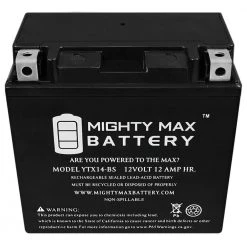 12-Volt 12 Ah 200 CCA Rechargeable Sealed Lead Acid (SLA) Powersport Battery by MIGHTY MAX BATTERY -Cooper Bussmann sale mighty max battery 12v batteries ytx14 bs1 fa 1000