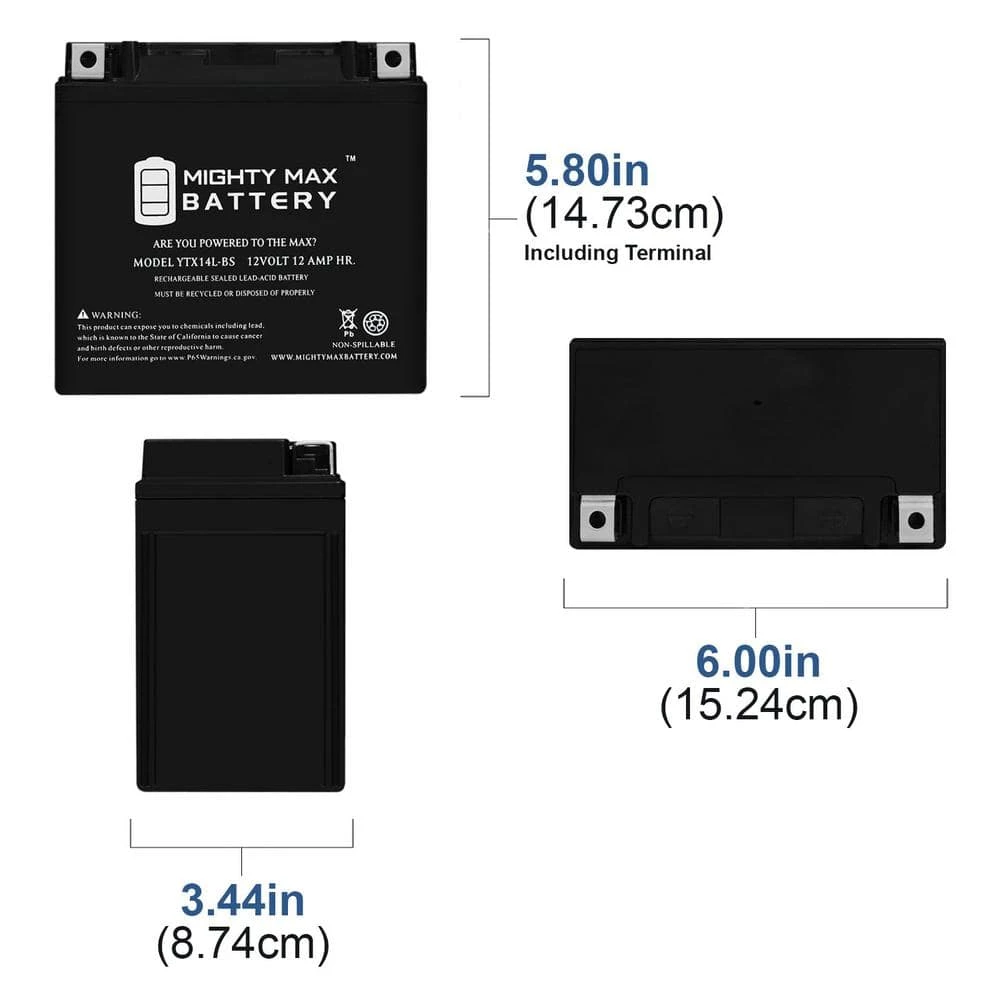 12-Volt 12 Ah 200 CCA Rechargeable Sealed Lead Acid (SLA) Powersport Battery by MIGHTY MAX BATTERY 5 12-Volt 12 Ah 200 CCA Rechargeable Sealed Lead Acid (SLA) Powersport Battery by MIGHTY MAX BATTERY - Image 5