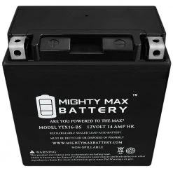 12-Volt 14 Ah 230 CCA Rechargeable Sealed Lead Acid (SLA) Powersport Battery by MIGHTY MAX BATTERY -Cooper Bussmann sale mighty max battery 12v batteries ytx16 bs800 fa 1000