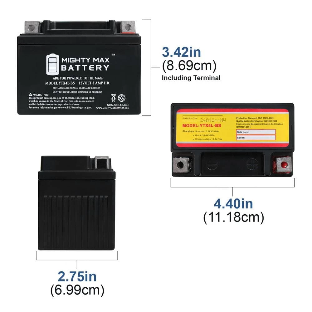 Replacement Battery for Coolster 110 cc GK-6110A by MIGHTY MAX BATTERY 5 Replacement Battery for Coolster 110 cc GK-6110A by MIGHTY MAX BATTERY - Image 5