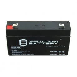 6 -Volt 1.3 Ah Rechargeable F1 Terminal Sealed Lead Acid (SLA) Battery by MIGHTY MAX BATTERY -Cooper Bussmann sale mighty max battery 6v batteries ml1 3 6 44 1000