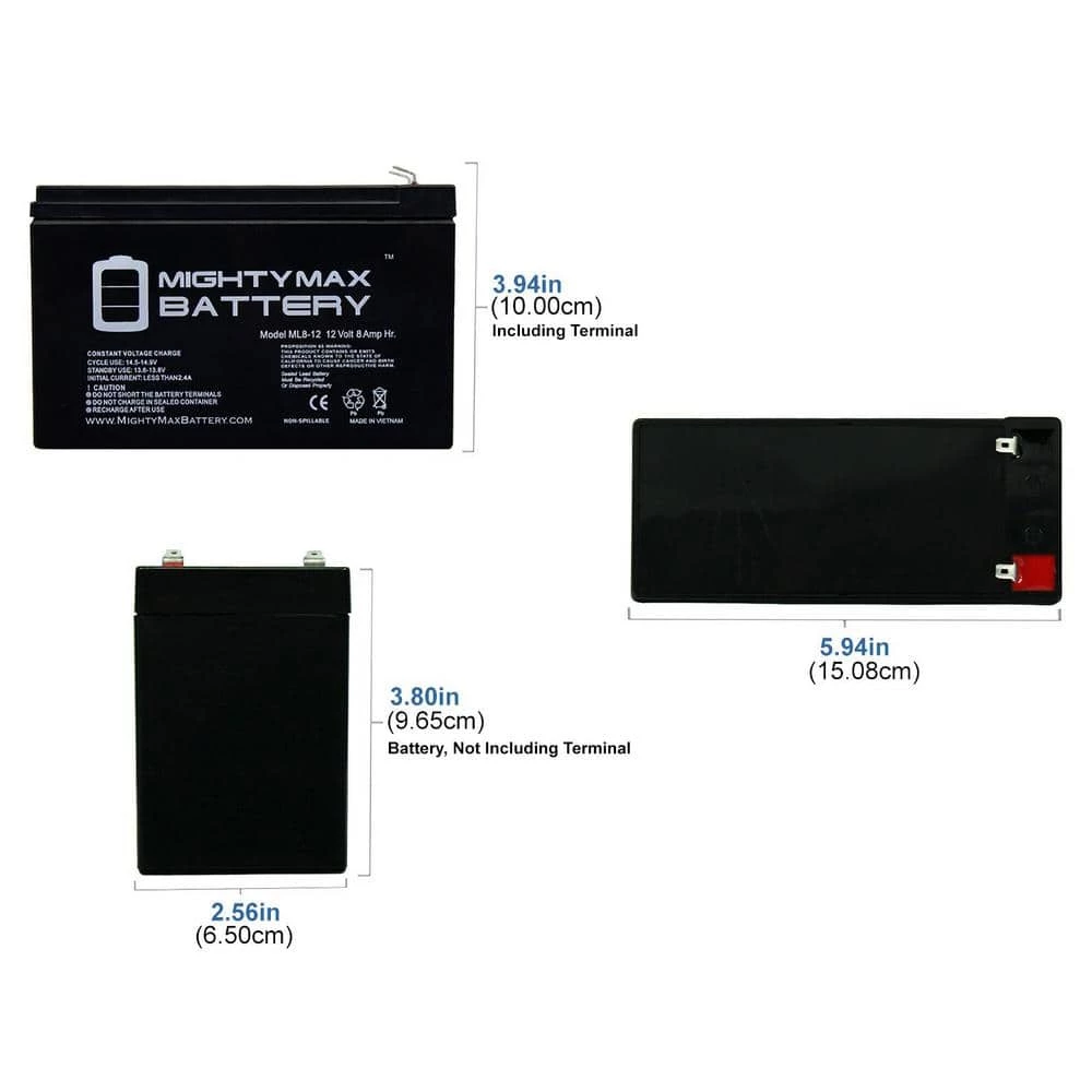 12V 8Ah JohnLite Thor-X 12V 7.5Ah Spotlight Battery Replacement by MIGHTY MAX BATTERY 2 12V 8Ah JohnLite Thor-X 12V 7.5Ah Spotlight Battery Replacement by MIGHTY MAX BATTERY - Image 2